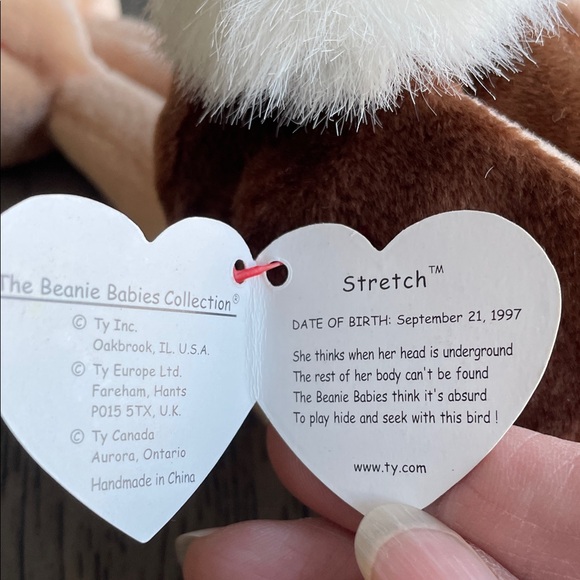 Ty Beanie Babies Plush Ostrich with Brown and Cream Colors - Stretch - Picture 5 of 10